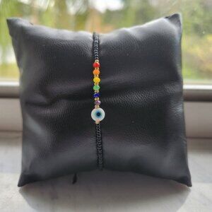 COPY - Evil Eye Adjustable Nylon Cord Braided Bead Bracelets.